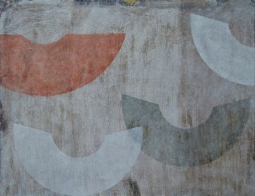 Paolo Sistilli schildert geometrisch abstracte composities met olieverf en bijenwas, deze oude schildertechniek wordt ook wel 'Encaustiek' genoemd.