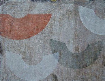 Paolo Sistilli schildert geometrisch abstracte composities met olieverf en bijenwas, deze oude schildertechniek wordt ook wel 'Encaustiek' genoemd.